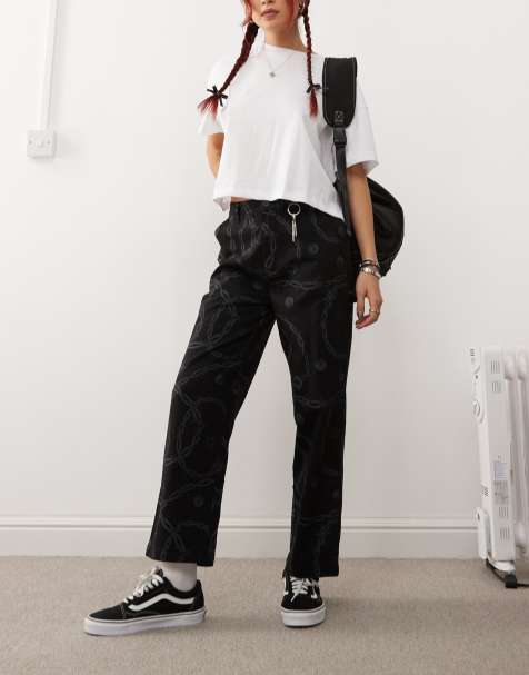 Santa Cruz carpenter trousers in black tonal print