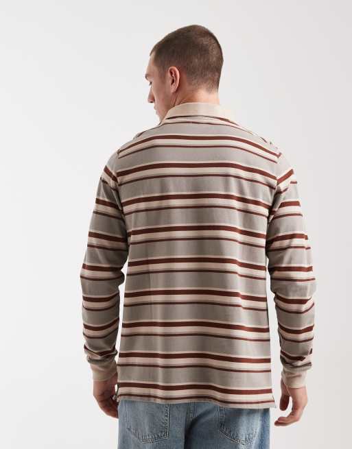 Santa Cruz - Cera - Polo manches longues à rayures - Gris et marron, 3 de 5
