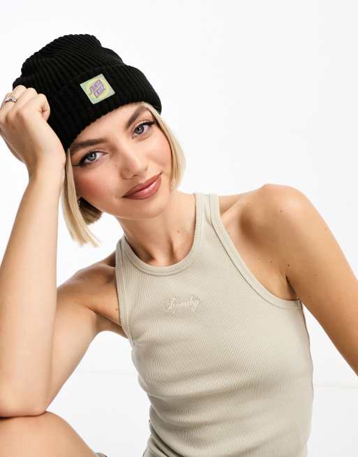 Santa Cruz check alt dot beanie in black