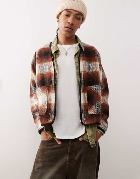 Santa Cruz check jacket with detachable arms in brown - view 1