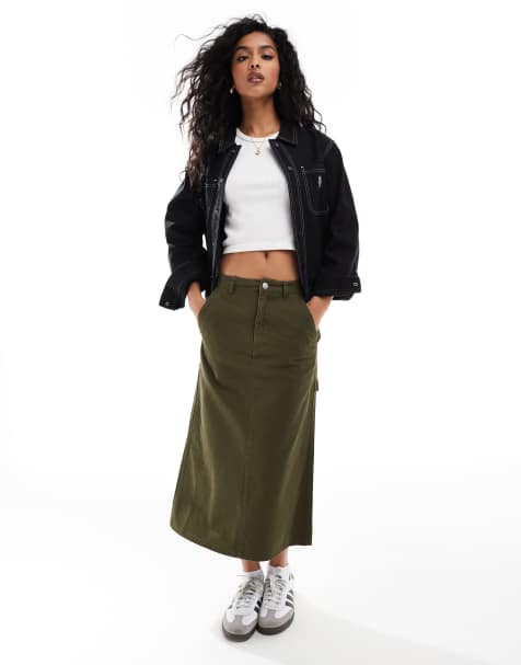 Santa Cruz classic carpenter maxi skirt in green - view 1