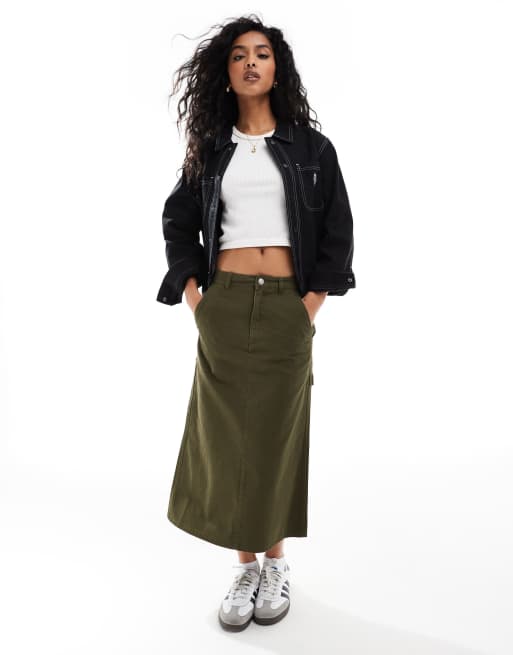 Santa Cruz classic carpenter maxi skirt in green