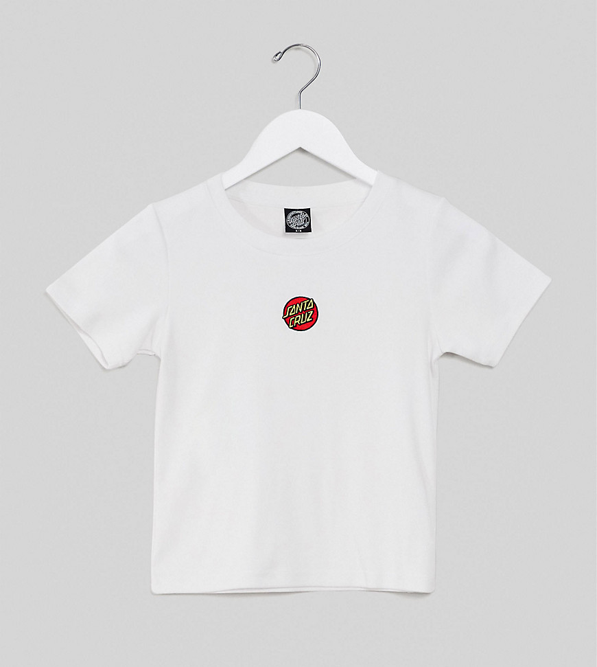 Santa Cruz - Classic Dot Emb - Cropped T-shirt in wit, exclusief bij ASOS
