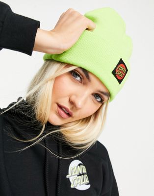 Santa Cruz classic label beanie hat in bright green