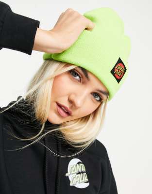 Santa Cruz classic label beanie hat in bright green