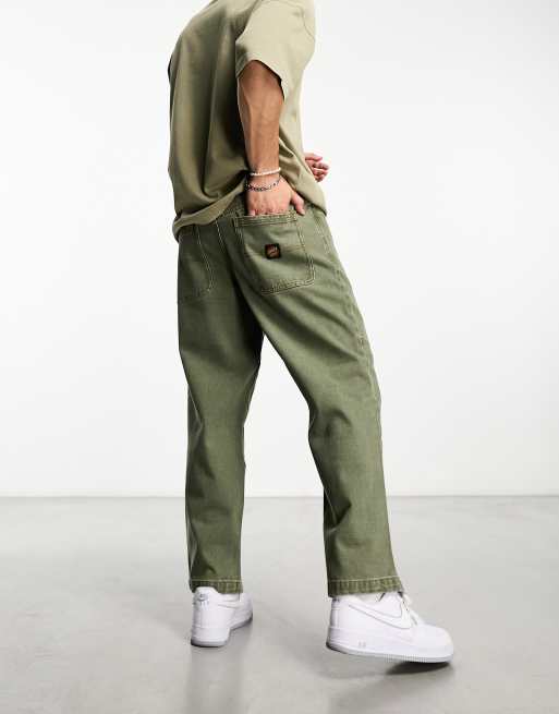 Santa Cruz - Classic Label - Jean droit en denim avec empiècements aux genoux - Vert délavé