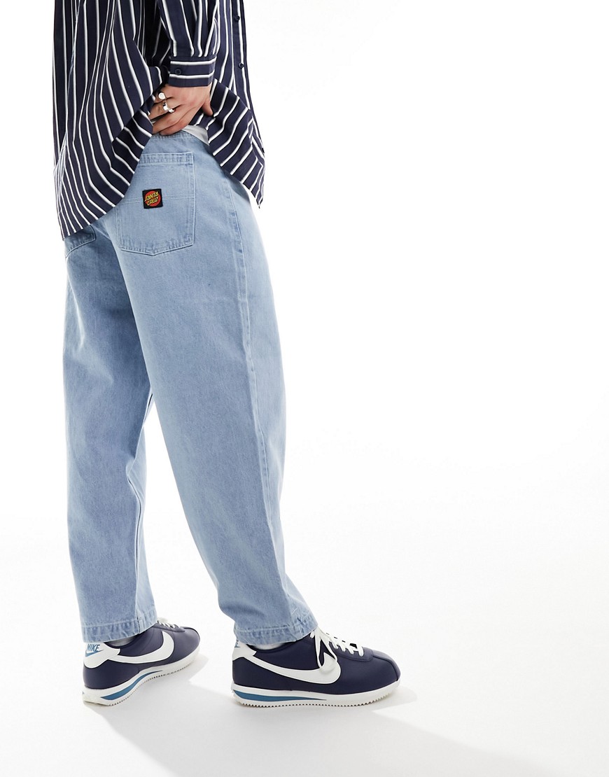 Santa Cruz classic label straight leg denim jeans in washed stone-Neutral