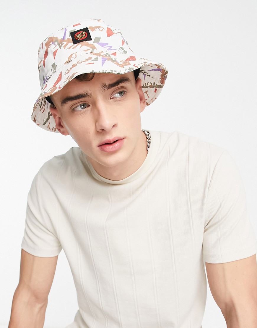 Santa Cruz classic label unisex co-ord bucket hat in white with all over logo print