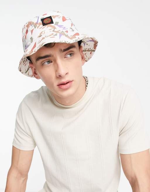 Santa Cruz classic label unisex co ord bucket hat in white with