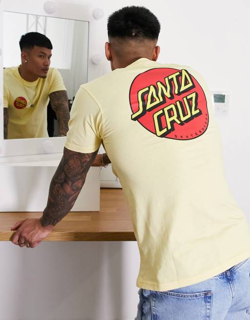 Santa Cruz classic red dot backprint t-shirt in yellow