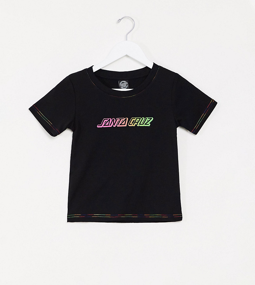 Santa Cruz Classic Strip Fade t-shirt in black with rainbow stitching Exclusive at ASOS