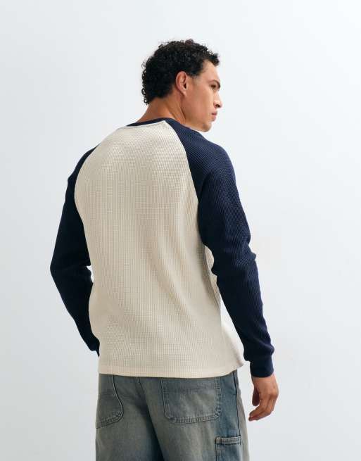 SEQUEL × SANTA CRUZ RAGLAN Santa Cruz classic strip raglan long sleeve waffle t-shirt in