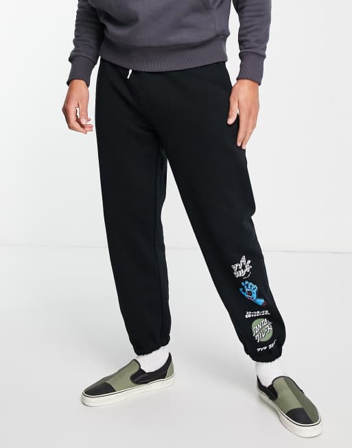 Santa Cruz co ord joggers in black with multiple placement prints