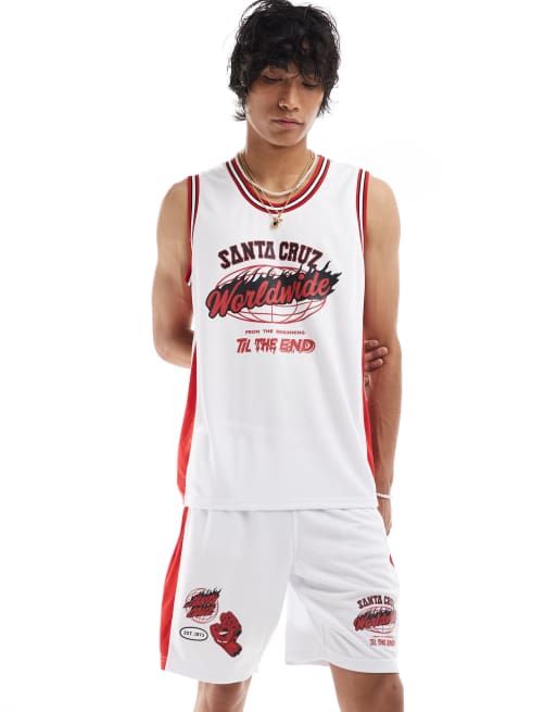 Santa Cruz co-ord mesh basketball shorts in white, 2 of 5