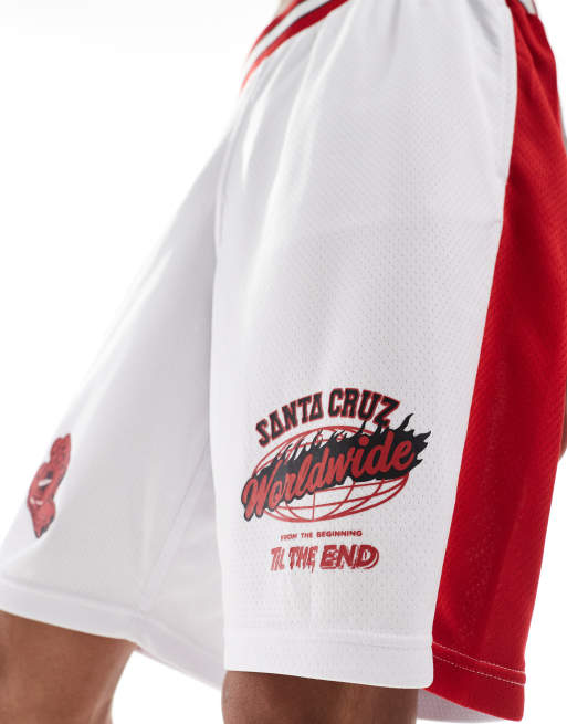 Santa Cruz co-ord mesh basketball shorts in white, 5 of 5