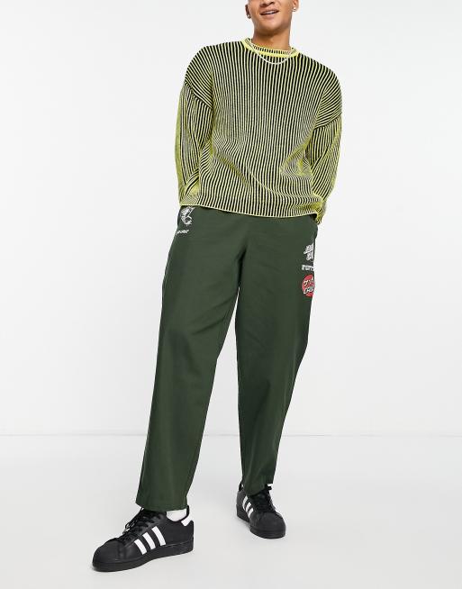 Santa Cruz co ord trousers in dark green with multiple placement