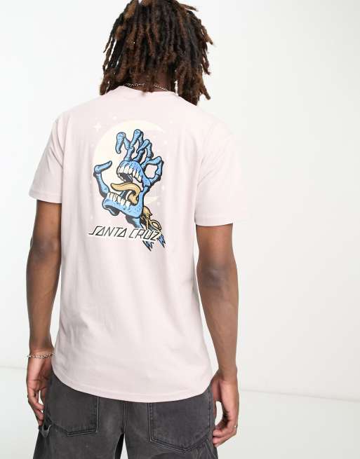 Santa Cruz cosmic bone hand t shirt in beige with chest and back