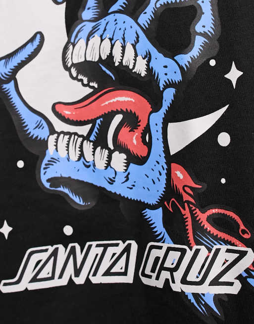 Santa Cruz cosmic bone hand t-shirt in black with chest and back