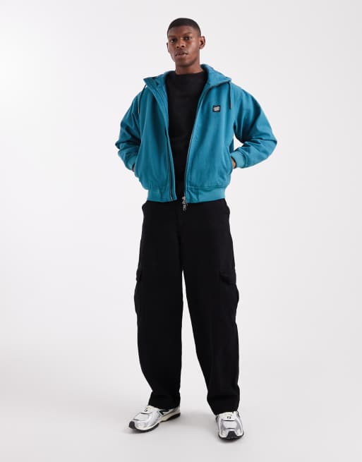 Santa Cruz cotton canvas double zip-through hooded jacket in teal, 2 of 5