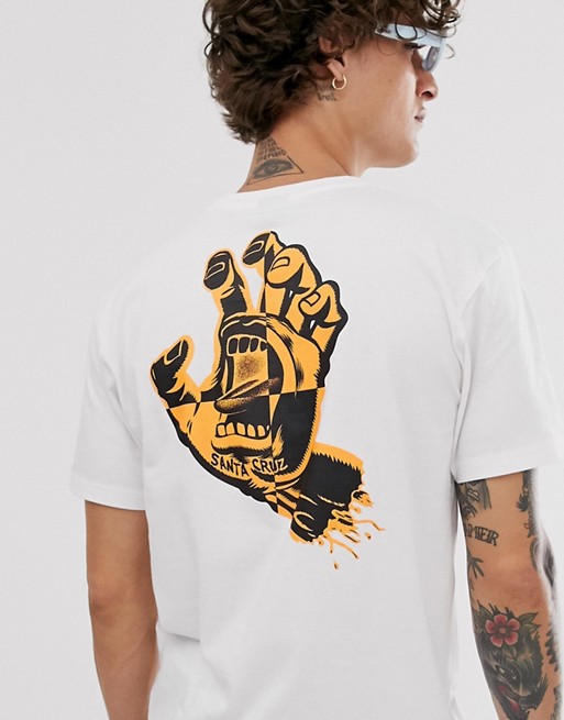 Santa Cruz Crash Hand t-shirt with back print in white
