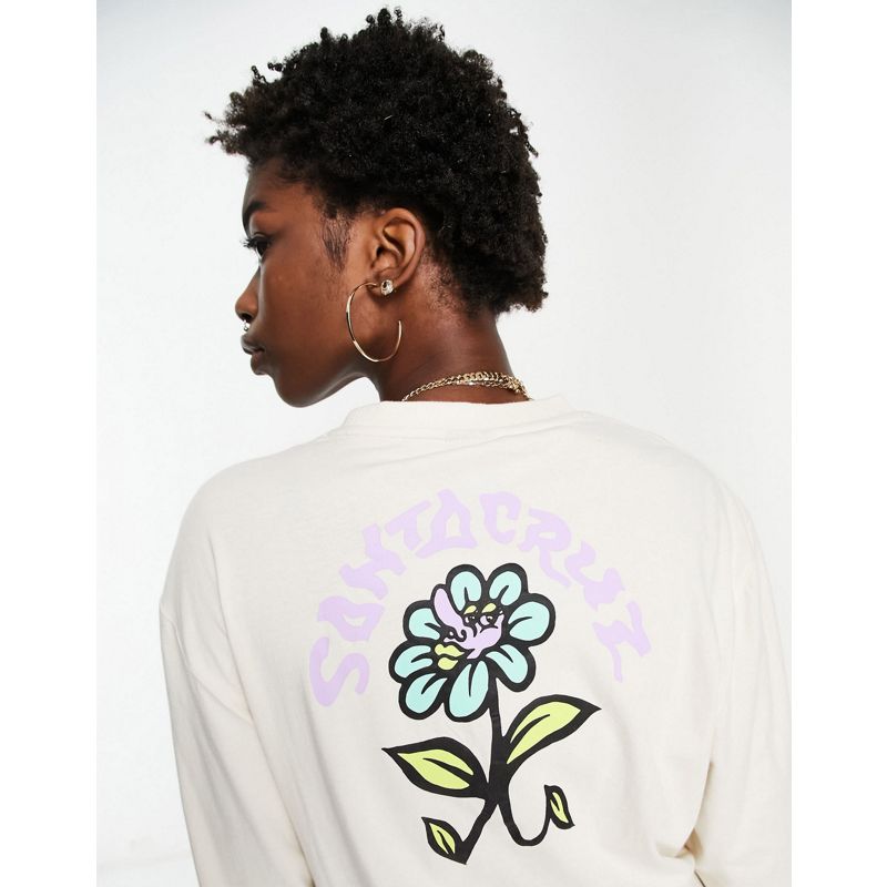 Santa Cruz – Delfino – Langärmliges Shirt in Ecru mit Blumenmotiv