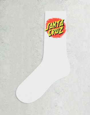 Santa Cruz dot socks in white