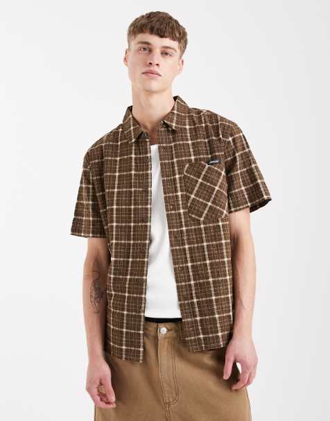 Santa Cruz eli short sleeve checked shirt in brown
