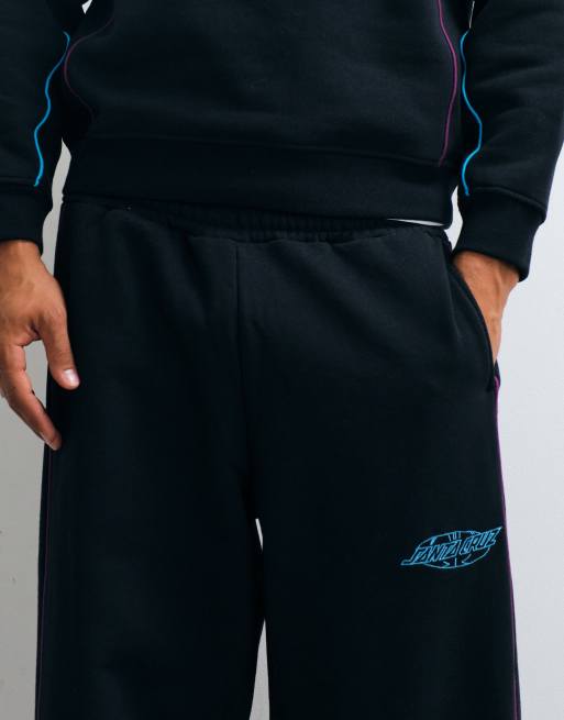 Santa Cruz ensemble jogger large à rayures fines noir, 2 de 5