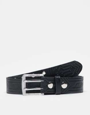 Santa Cruz Santa Cruz faux leather embossed belt in black