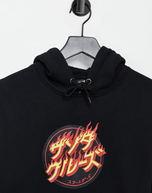 Santa Cruz Flaming Japanese Dot hoodie in black