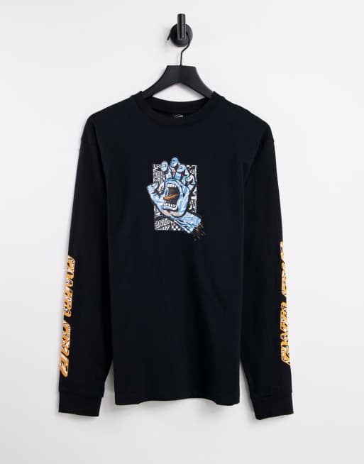 Santa Cruz - Flier Hand - Top a maniche lunghe nero con stampa