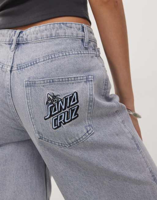 Santa Cruz – Flutter Flash – Loose-Fit-Jeans-Shorts in heller Stonewash-Waschung, 3 von 5