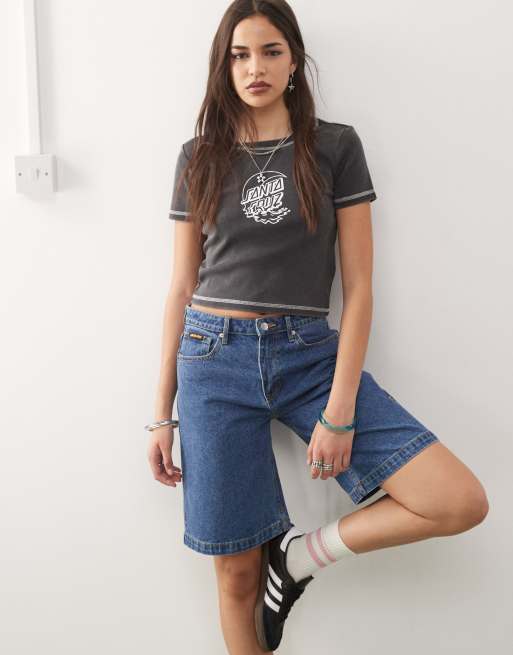 Santa Cruz - Flutter flash - Losse denim short in midwash blauw, 3 van 5