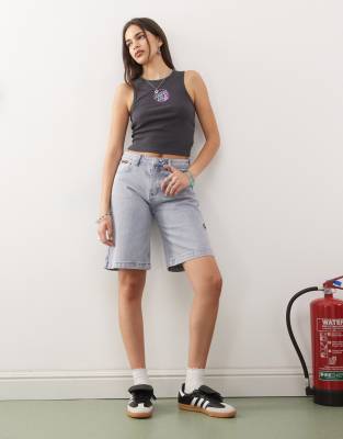 Flutter Flash - Short ample en jean - Délavage clair-Violet 34