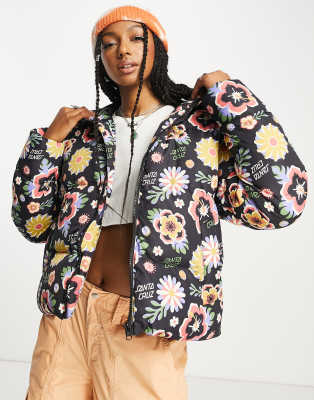 Santa Cruz free spirit floral print puffer jacket in multi - ASOS Price Checker