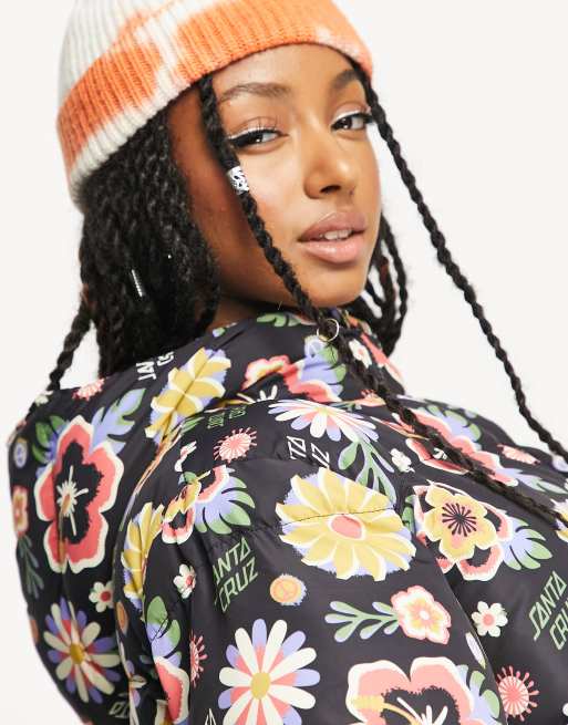 Santa Cruz free spirit floral print puffer jacket in multi | ASOS