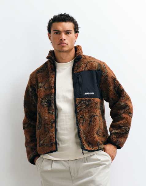 Santa Cruz Freestyle paisley patterned zip up fleece jacket in brown - view 1