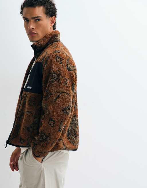 Santa Cruz Freestyle paisley patterned zip up fleece jacket in brown, 5 of 5
