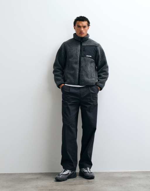Santa Cruz Freestyle zip up fleece jacket in charcoal , 2 of 5