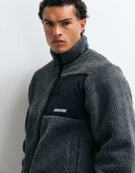 Santa Cruz Freestyle zip up fleece jacket in charcoal , 3 of 5