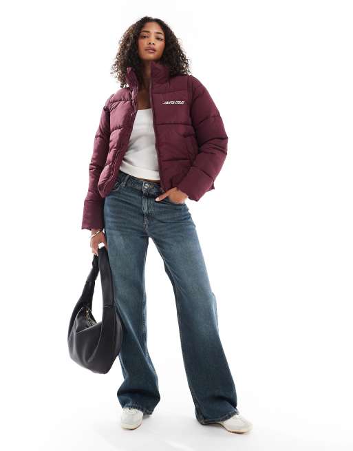 Santa Cruz - Giacca bordeaux comoda trapuntata 2 in 1 con maniche con zip, 3 di 4
