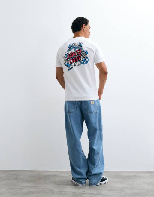Santa Cruz grabke exploading dot logo short sleeve t-shirt with back graphic in white, 3 of 5