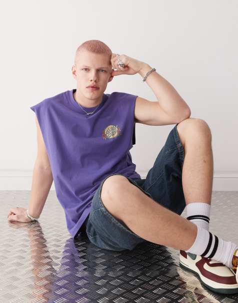 Santa Cruz graphic logo back print singlet in purple - view 1