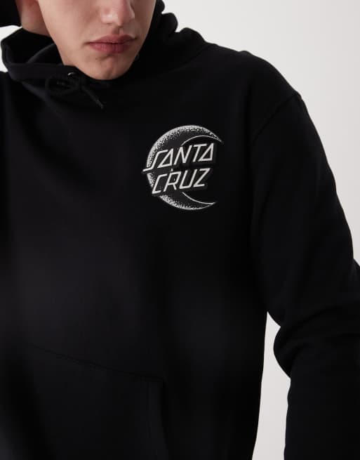 Santa Cruz half moon graphic logo back print hoodie in black, 2 of 4