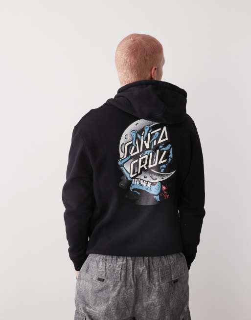 Santa Cruz half moon graphic logo back print hoodie in black, 3 of 4