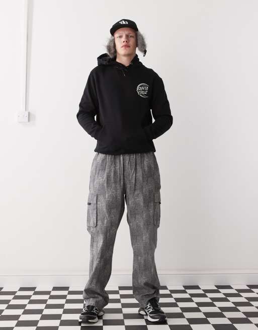 Santa Cruz half moon graphic logo back print hoodie in black, 4 of 4
