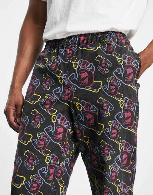 Santa Cruz hands in colour relaxed twill trousers in black, 3 of 4