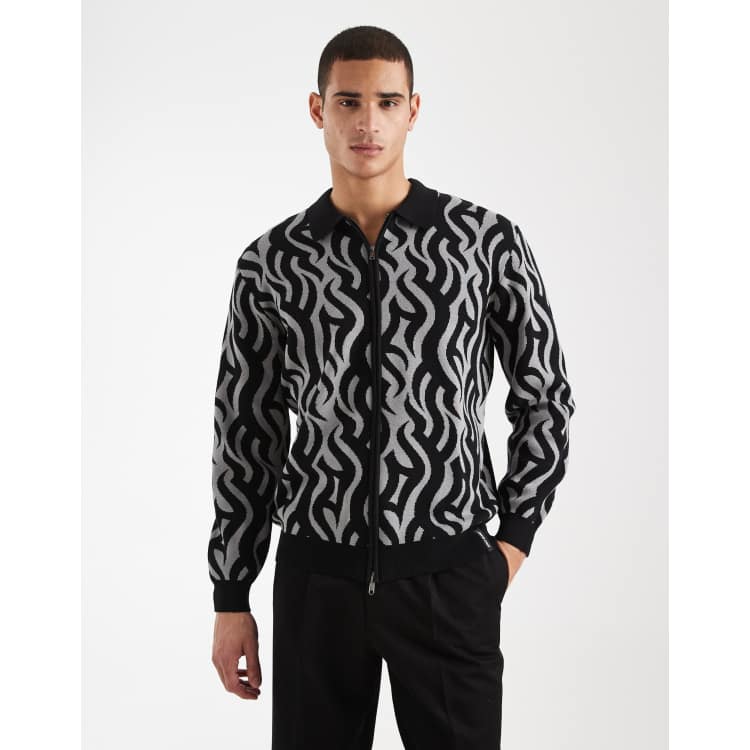 Santa Cruz harmon patterned zip up cardigan in black | ASOS