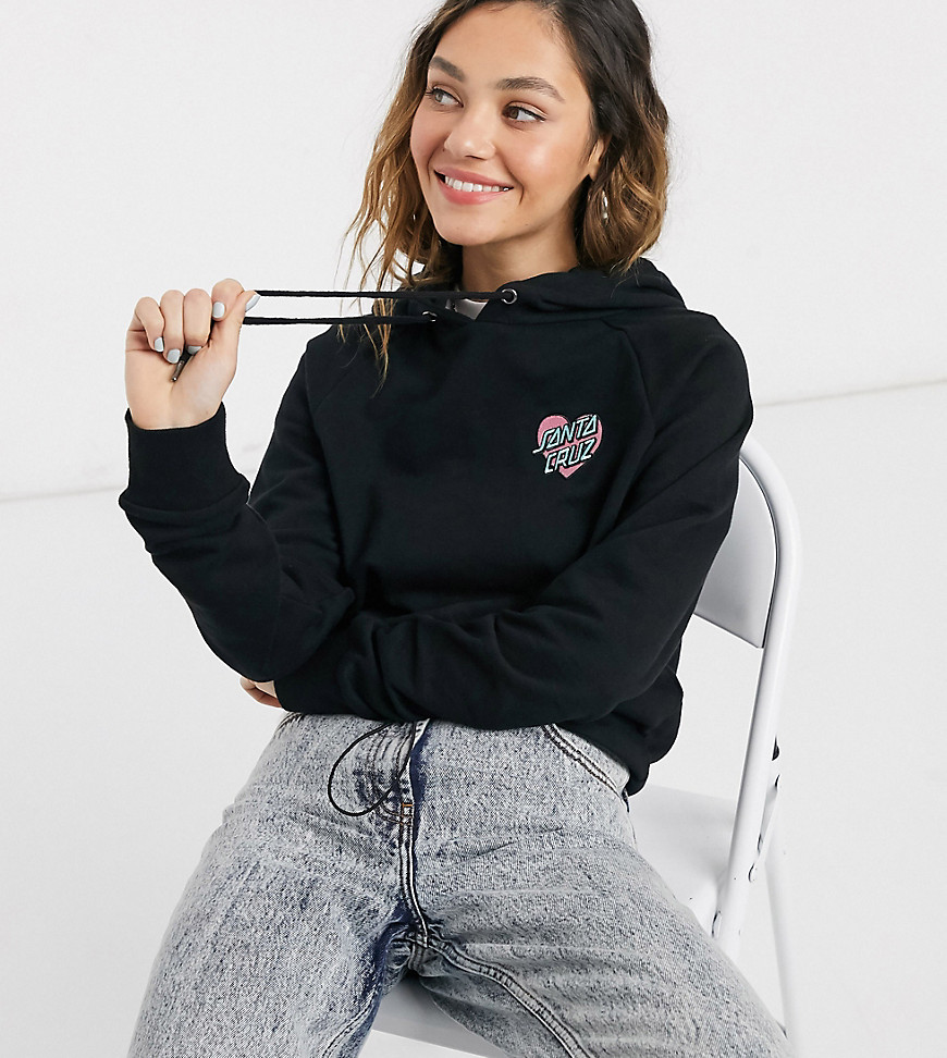 Santa Cruz Heart Dot embroidered cropped hoodie in black Exclusive at ASOS