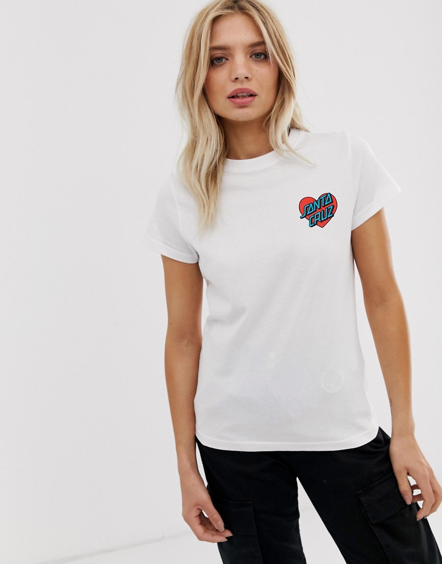 Santa Cruz - Heart Dot - T-shirt in wit